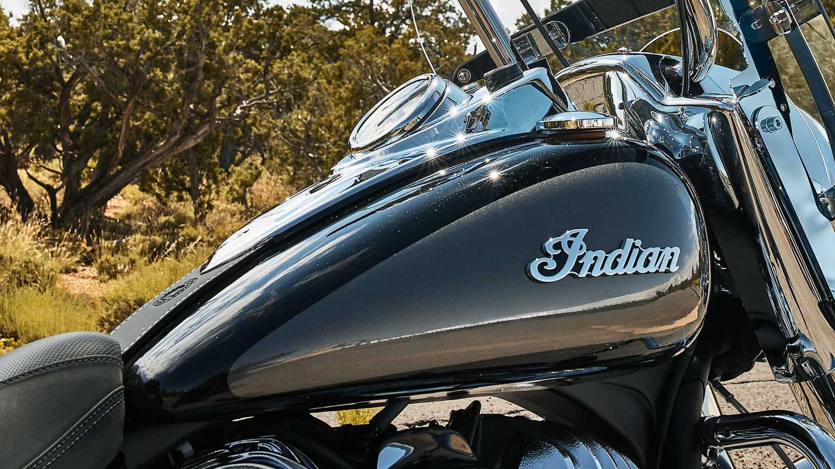 Detalhe do close-up do tanque de combustível Indian Springfield de 2024