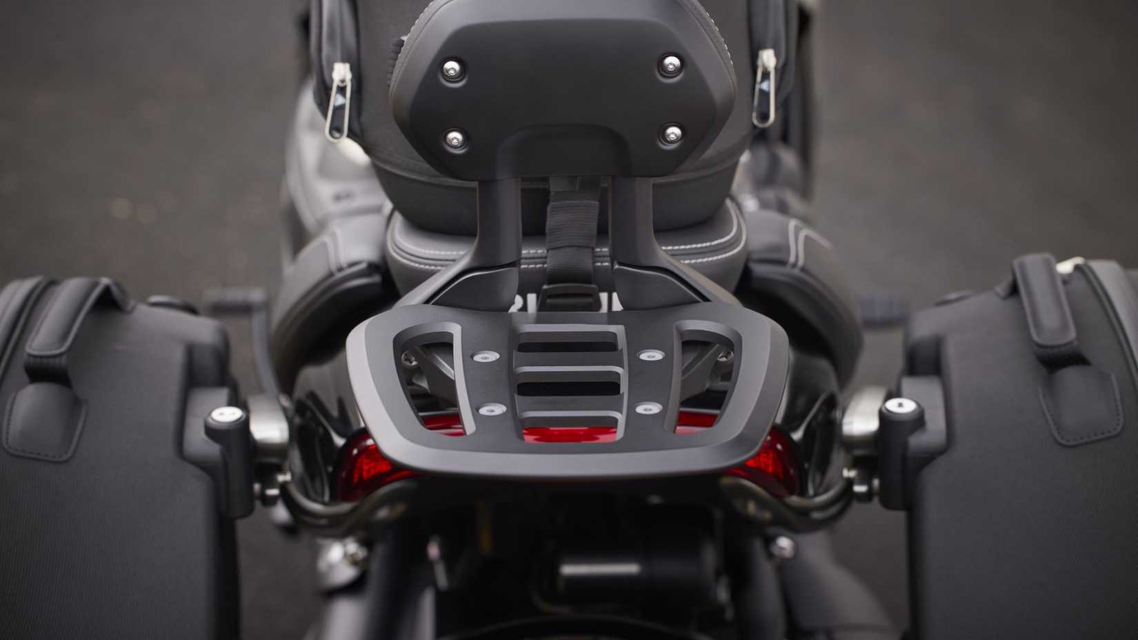 2026 Triumph Rocket 3 Storm GT rear luggage rack close-up shot