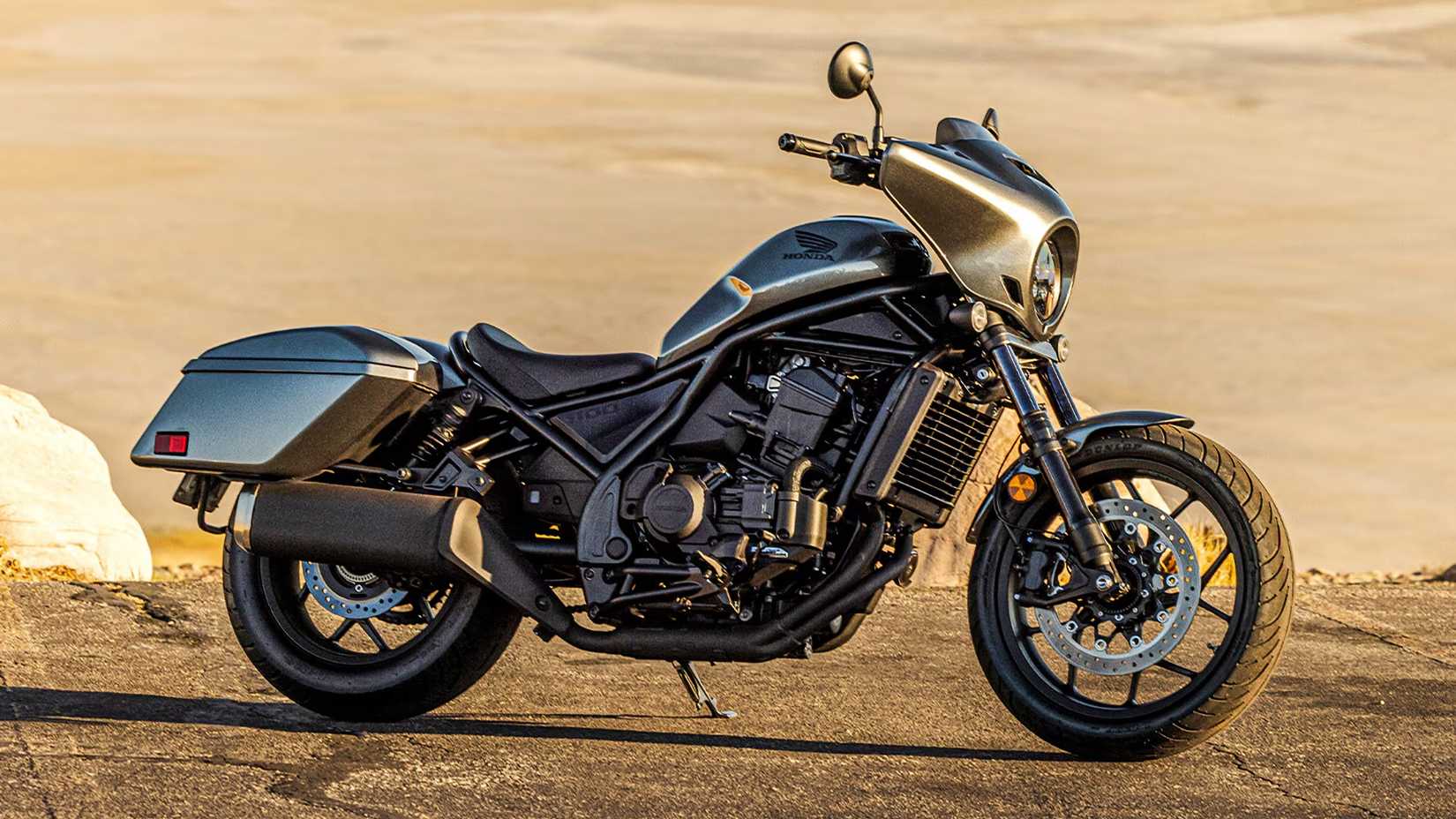 Blackout-style 2025 Honda Rebel 1100T parked roadside