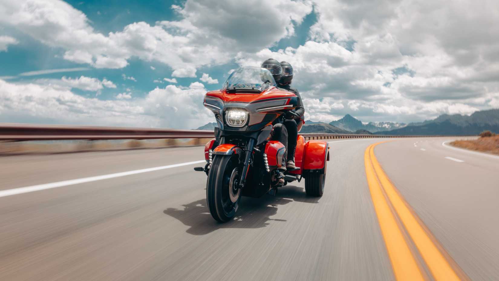 Motion shot of a Harley-Davidson CVO Street Glide 3 Limited on a highway