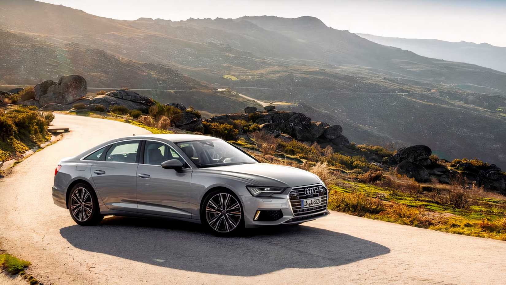 Front 3/4 shot of 2021 Audi A6 parked