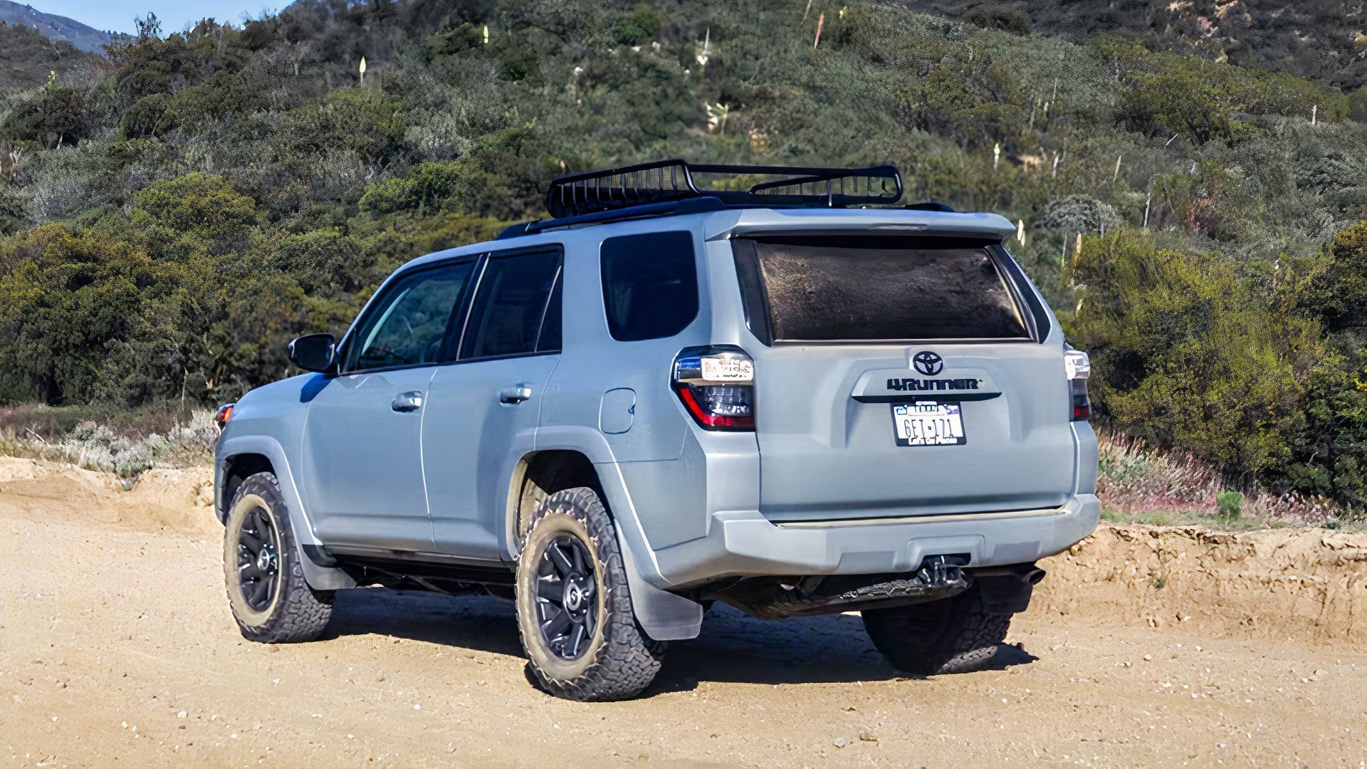 Rear 3/4 shot of 2017 Toyota 4Runner parked off-road