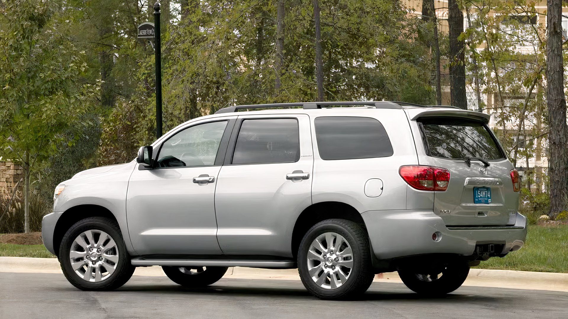 2010 Toyota Sequoia rear 3/4 shot parked