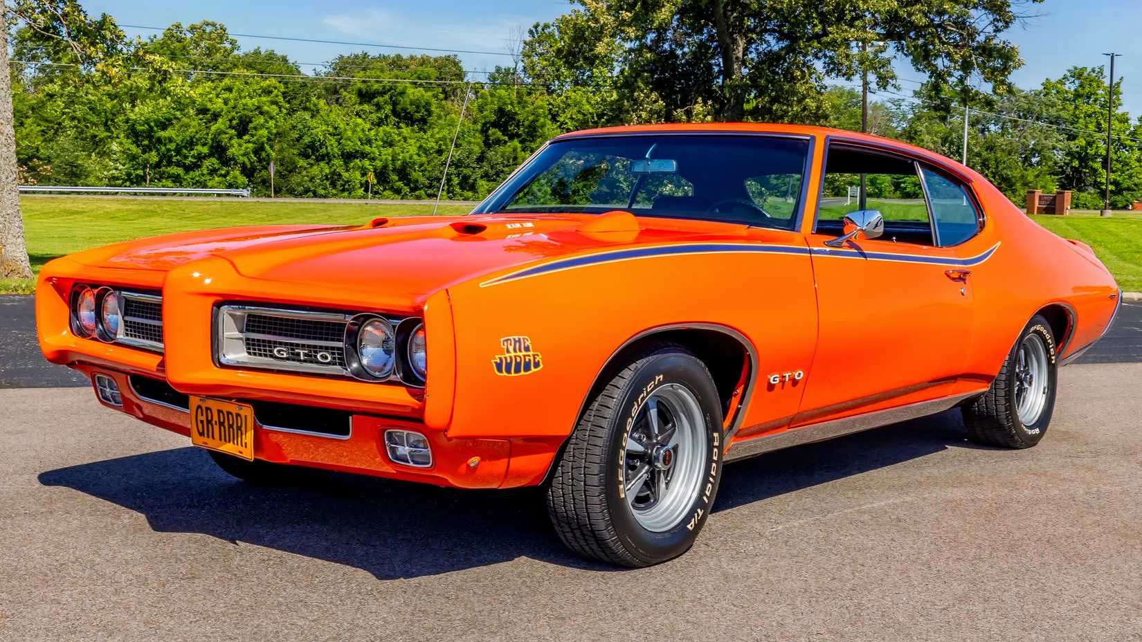 Front 3/4 shot of 1969 Pontiac GTO Judge parked