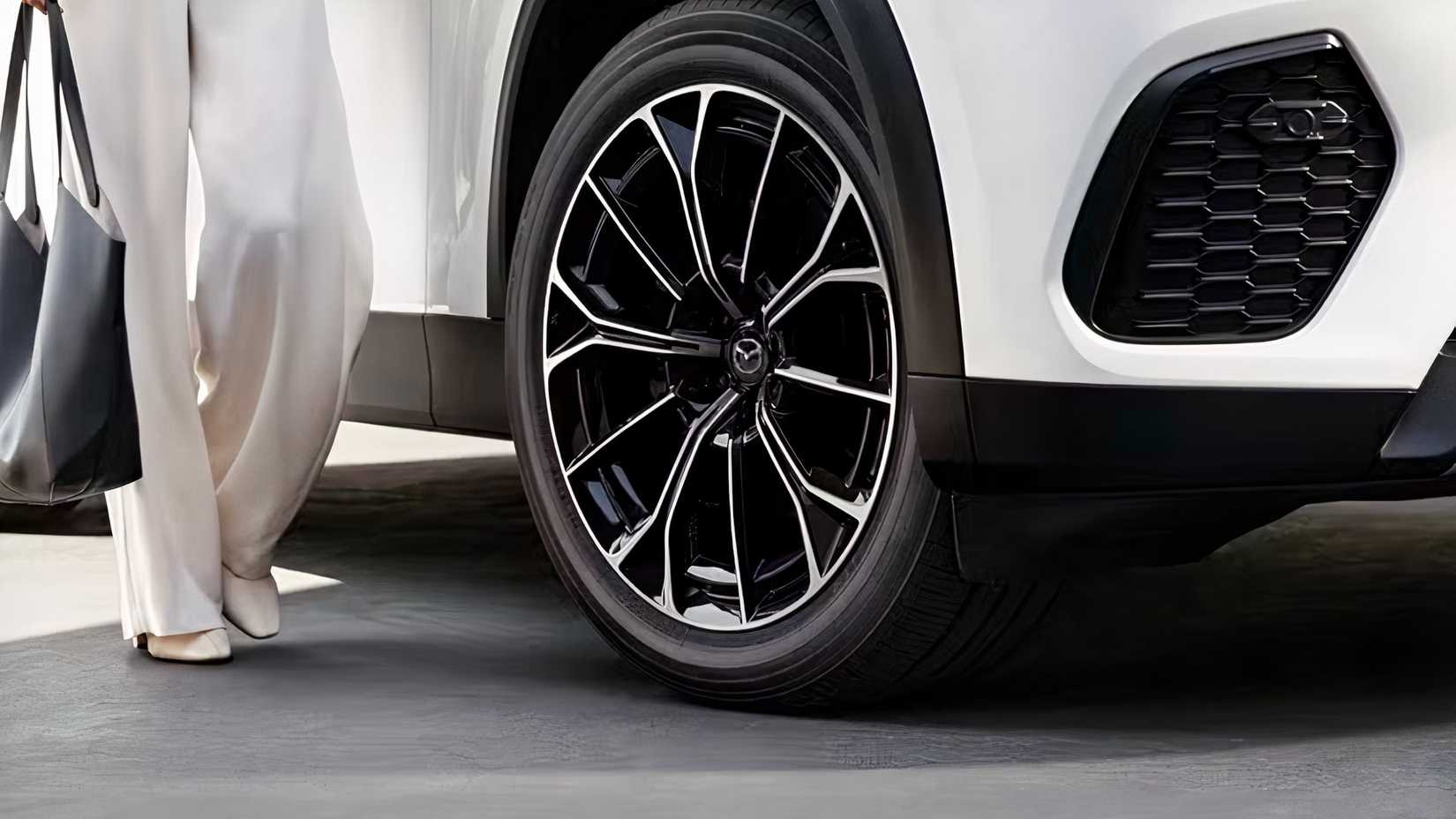 Close-up shot of 2026 Mazda CX-70 PHEV wheel