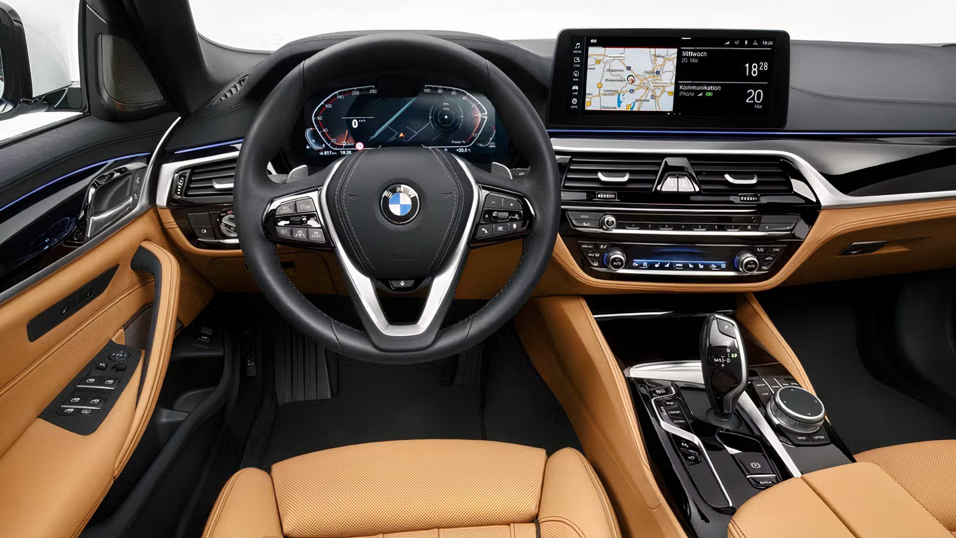 2021 BMW 5 Series interior showing front cabin