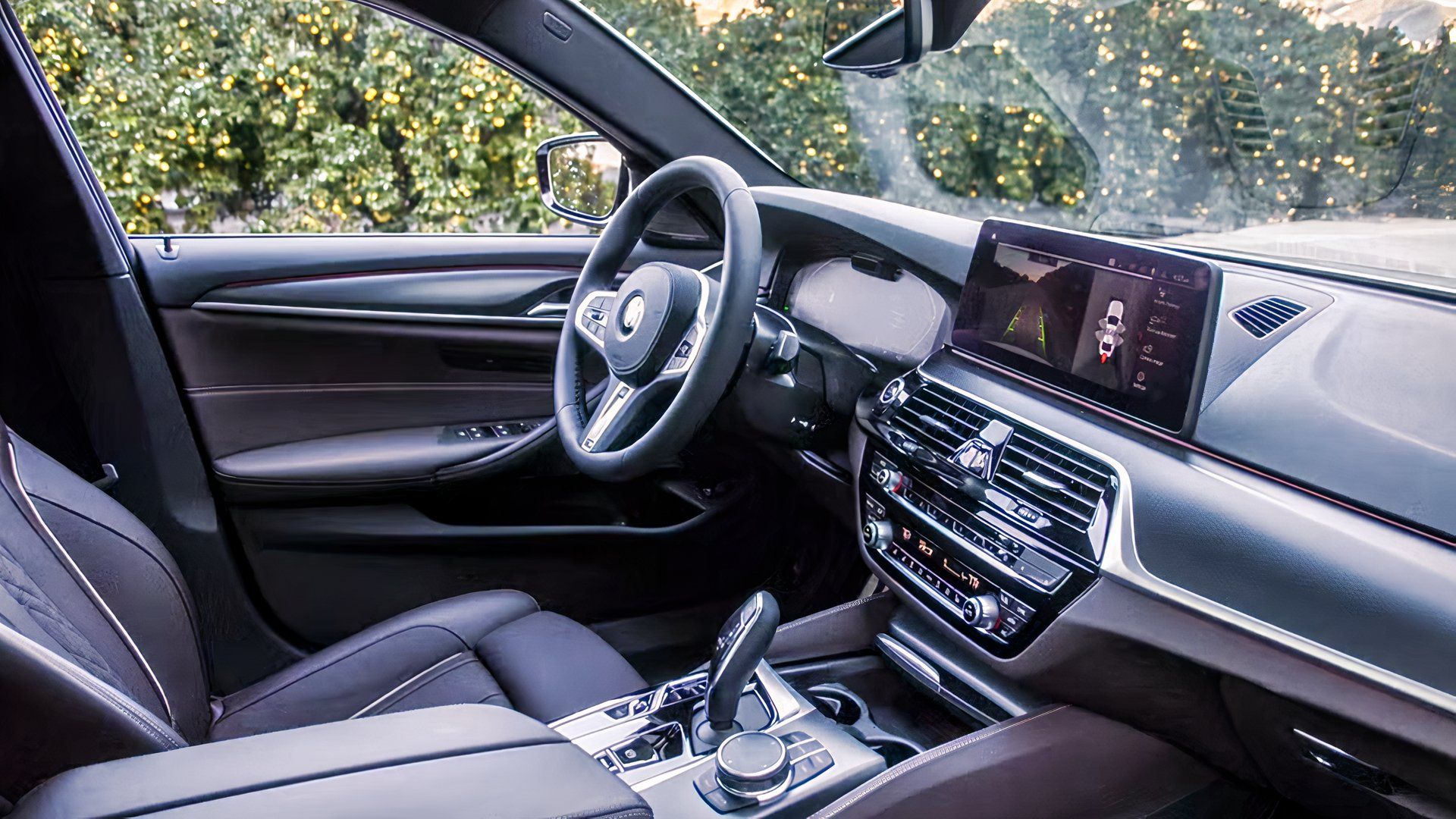 2021 BMW 5 Series interior showing front cabin