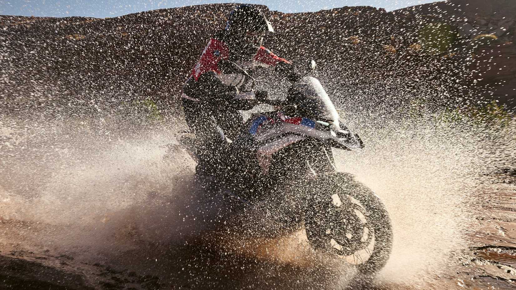 2026 BMW R 1300 GS off-roading through the wet patch cinematic shot