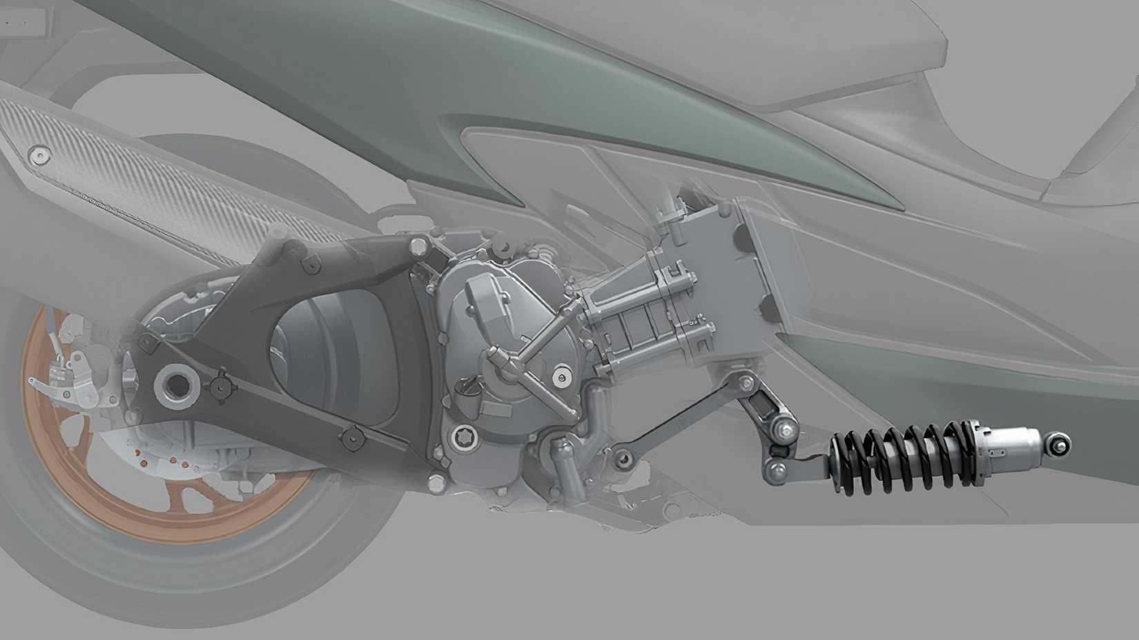 Suzuki Burgman 400 detalhe da suspensão traseira tipo link