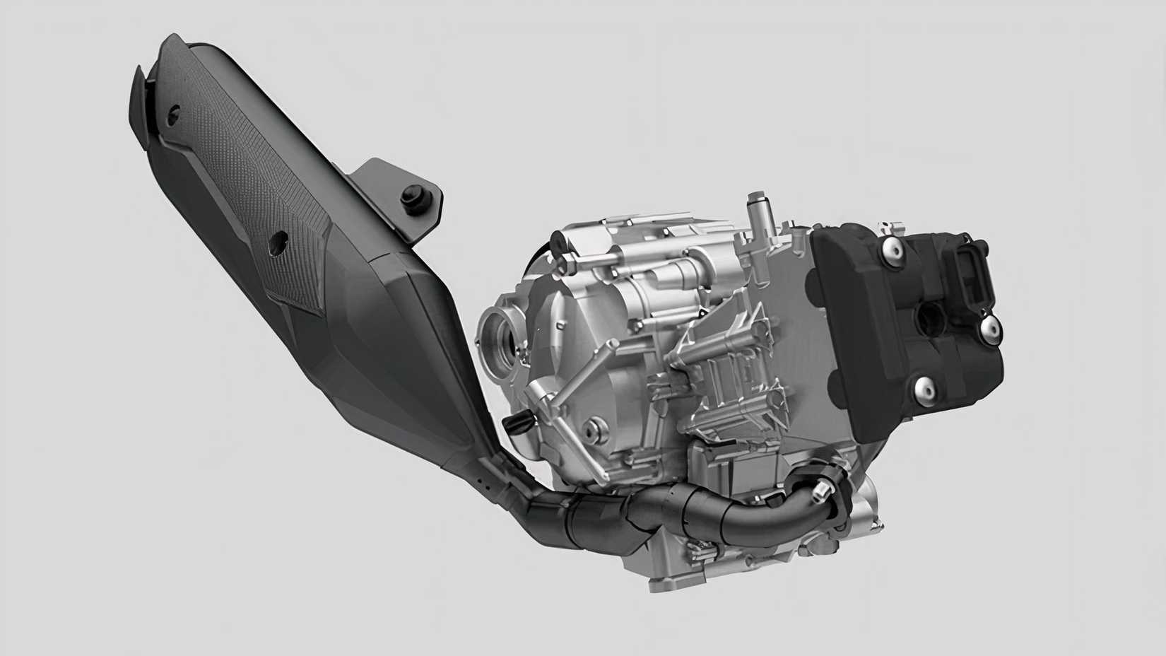 Suzuki Burgman 400 detalhe do motor, transmissão e escapamento