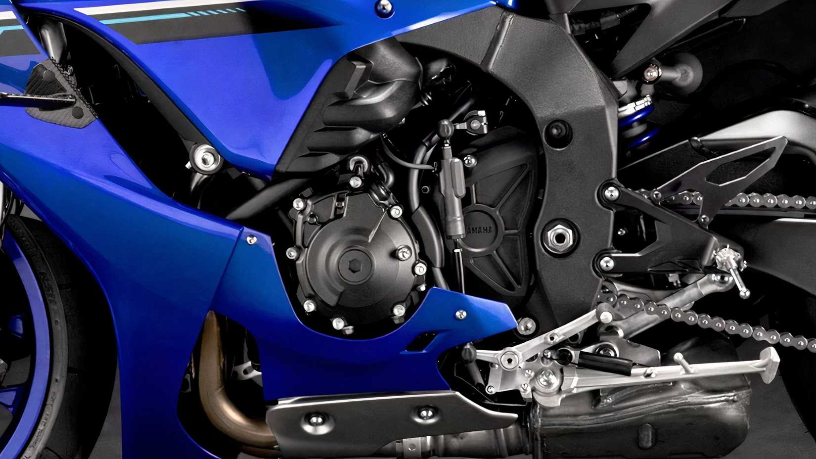 Closeup detail of Yamaha YZF-R1 engine