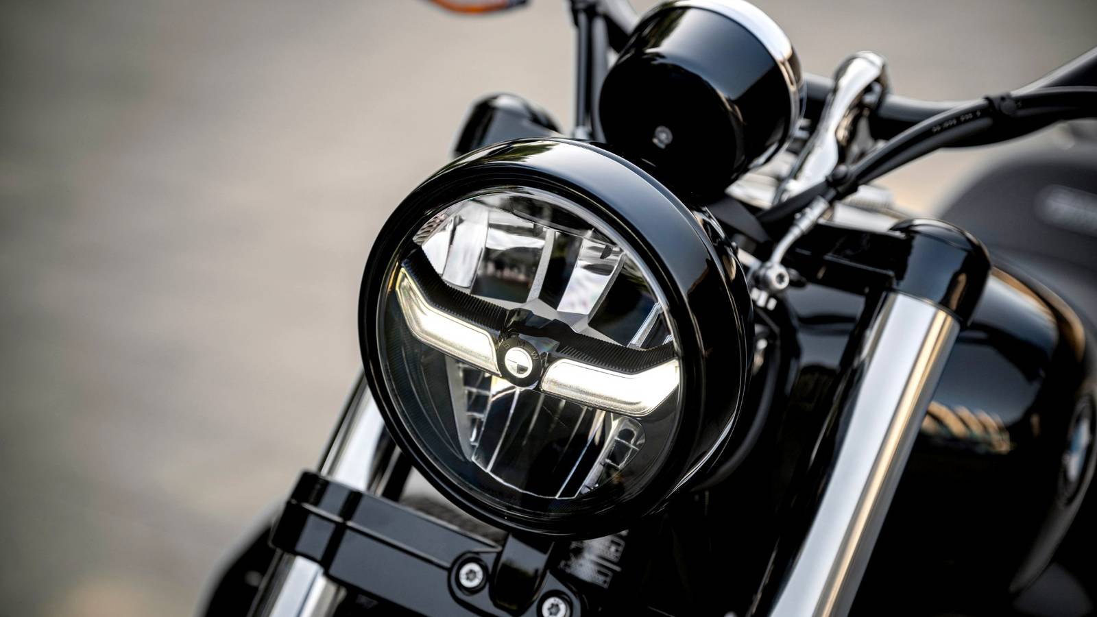 2025 BMW R 18 Headlight Closeup Shot In The Street