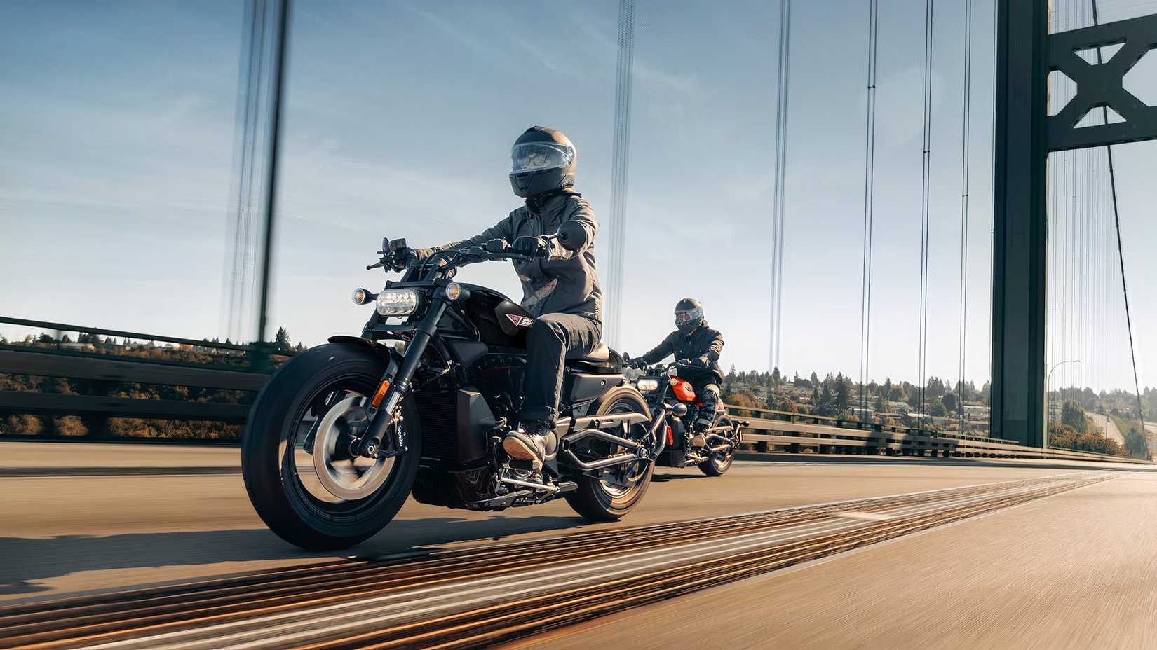Action shot of a riders on Harley-Davidson Sportster S
