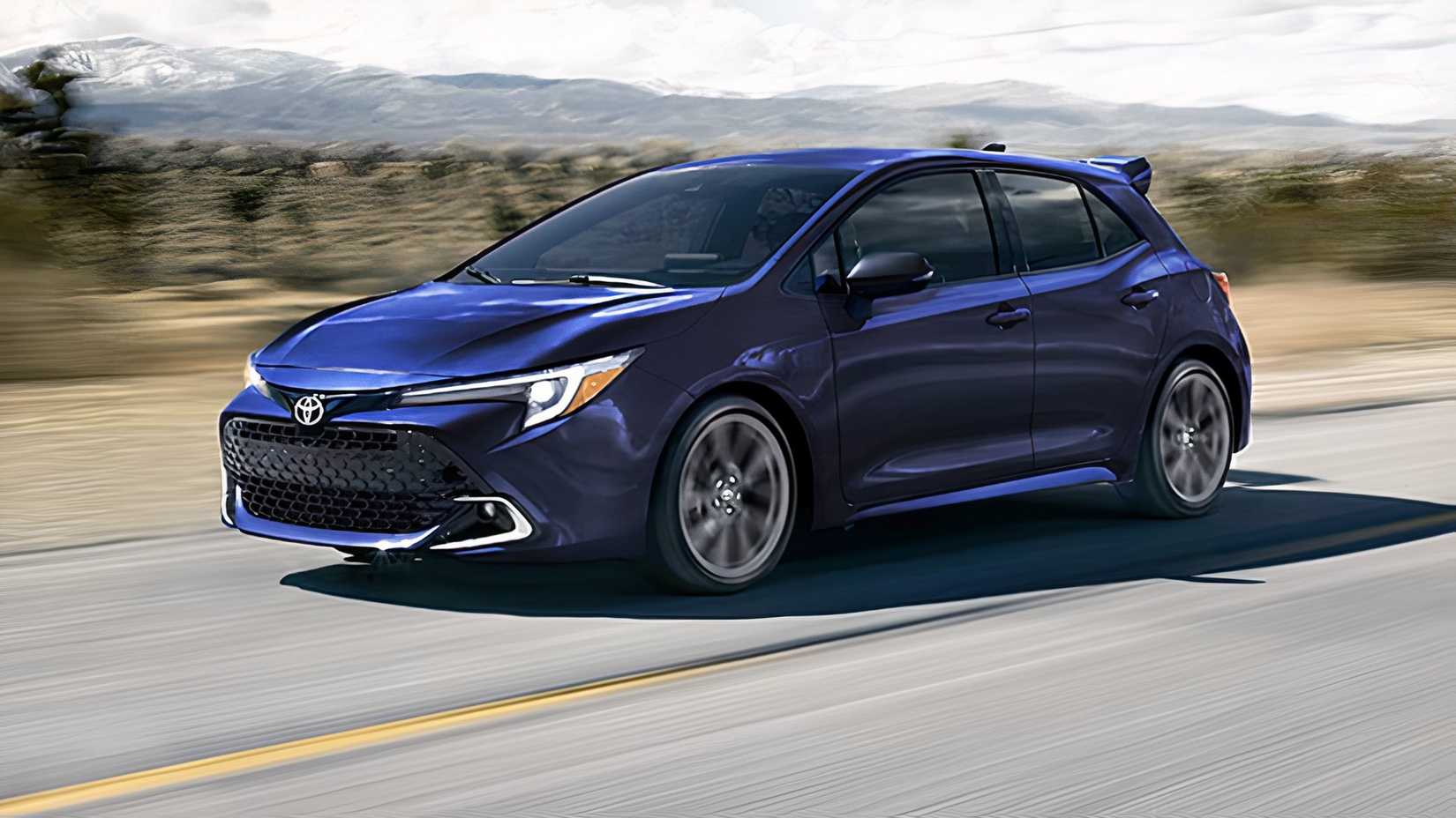 2027 Toyota Corolla Hatchback front 3/4 Driving Shot