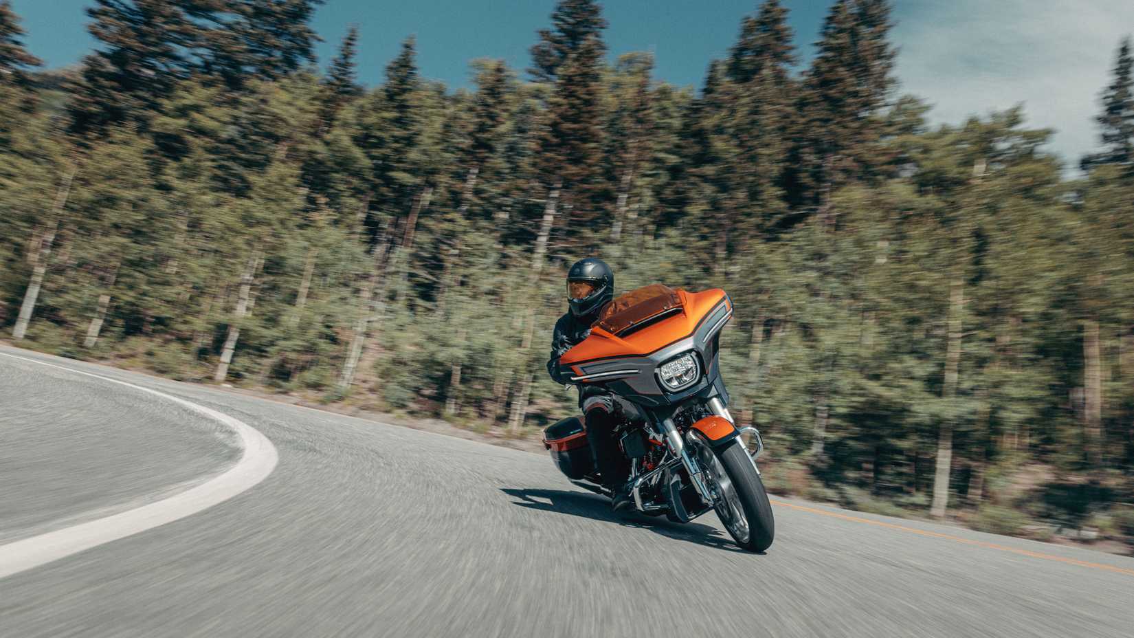 Harley-Davidson CVO Street Glide cornering on a highway