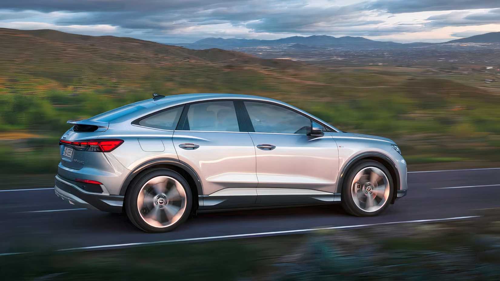 2026 Audi Q4 Sportback e-tron rear 3/4 action