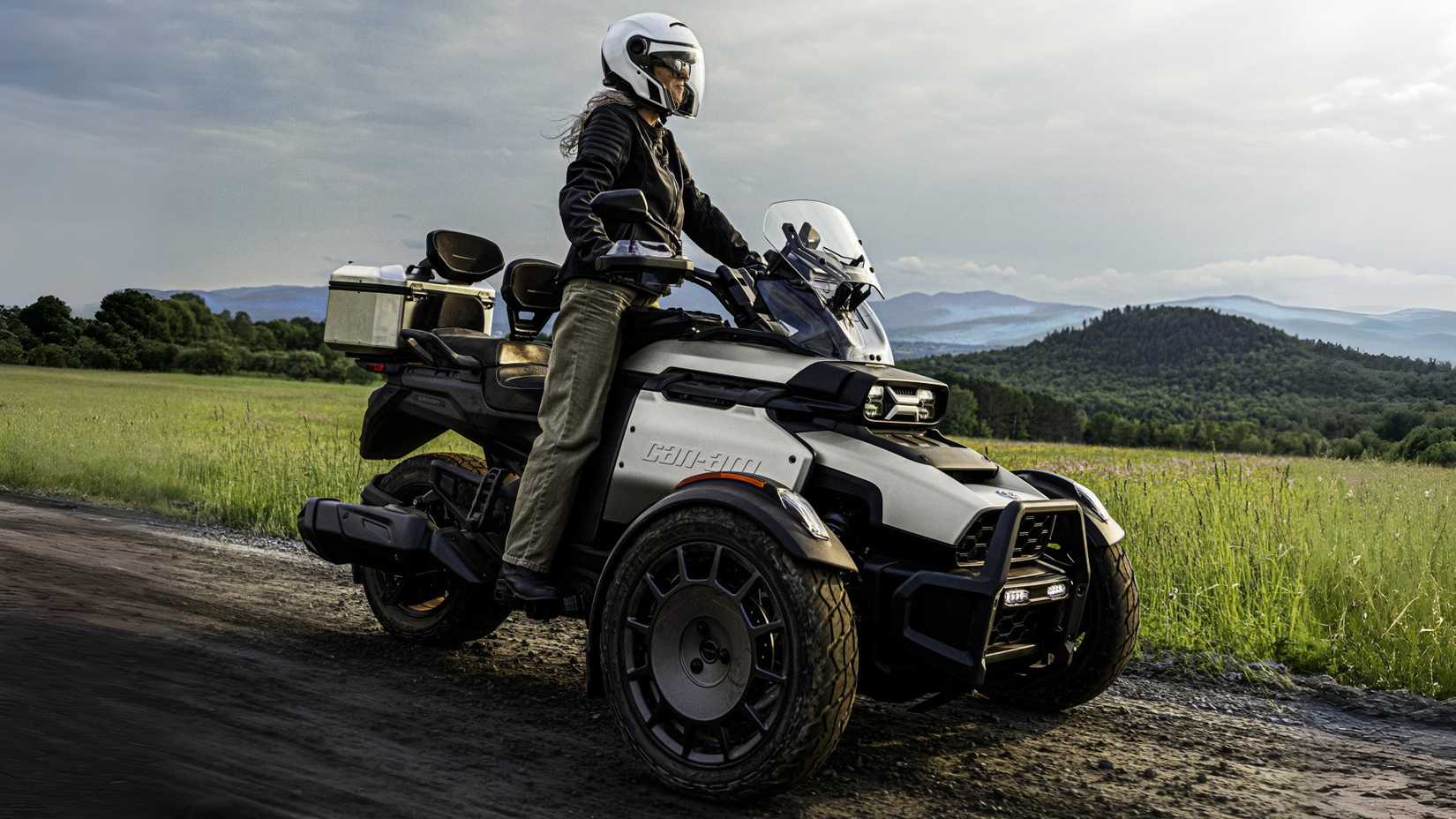 2026 Can-Am Canyon trike off-roading in style front third quarter view