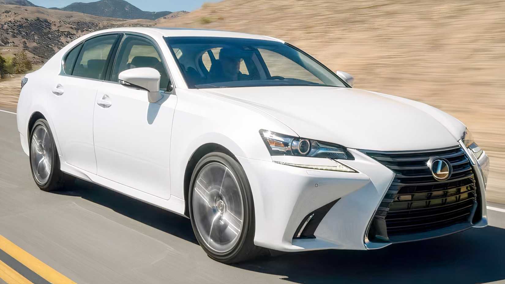 Front 3/4 action shot of 2020 Lexus GS 350 driving