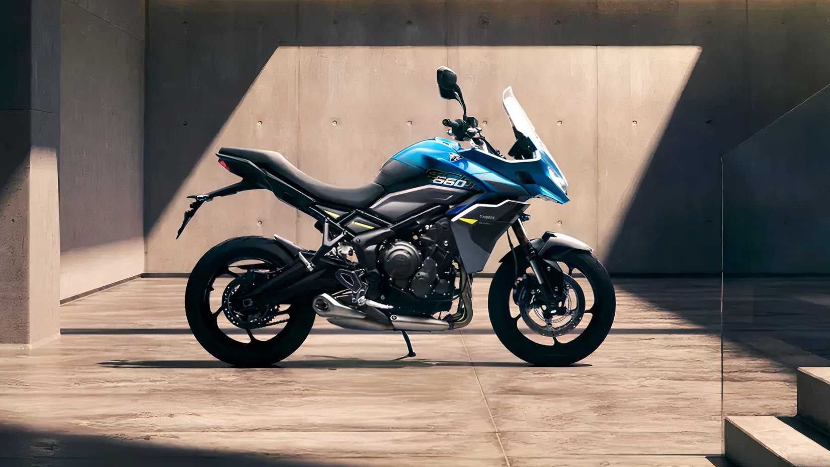 Triumph Tiger Sport 660 parked indoors