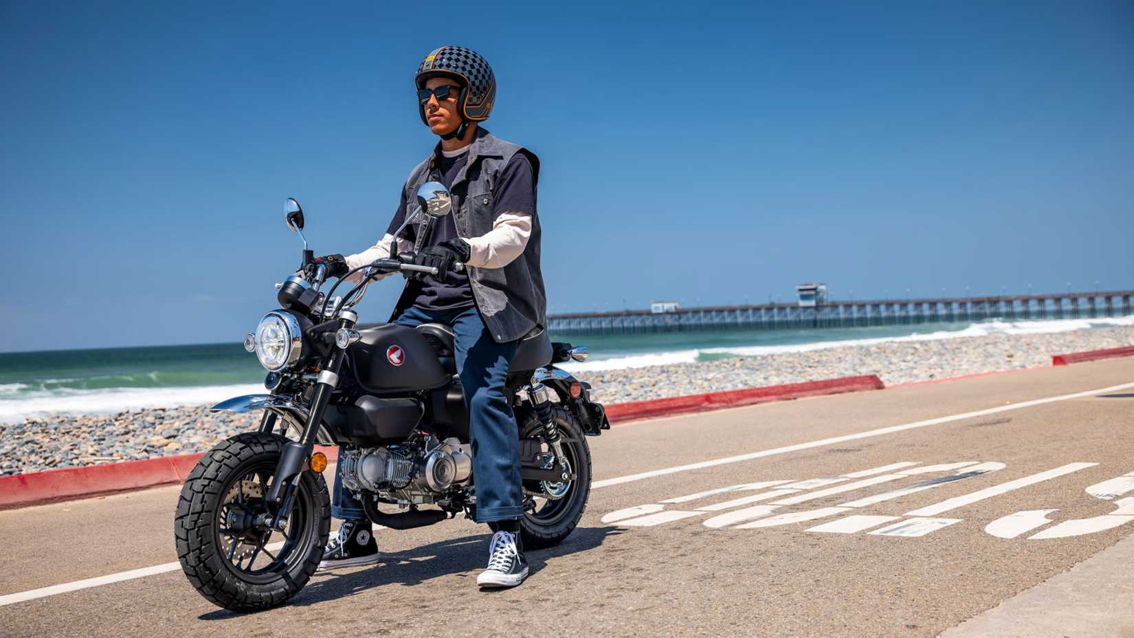 Honda Monkey riding by the ocean