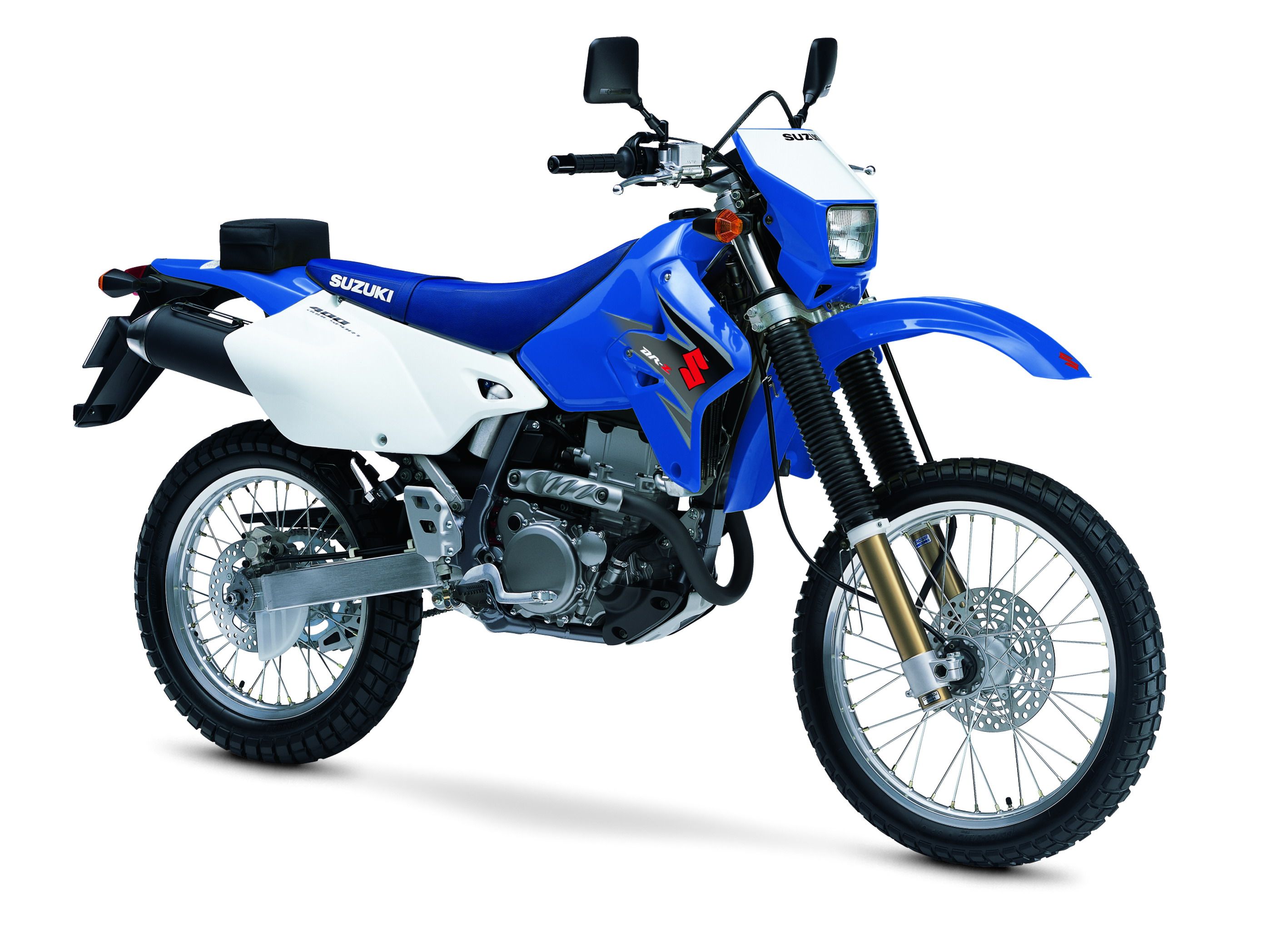 A blue drz 400 suzuki