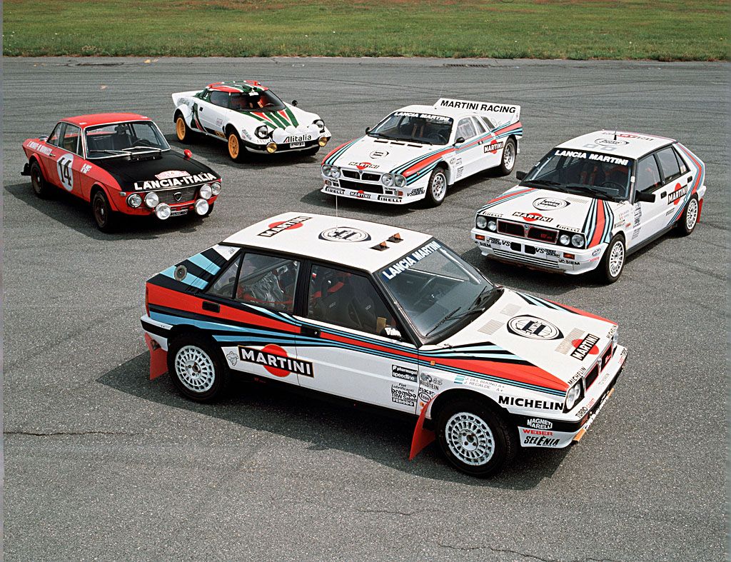Delta rallycar among other Lancia legends