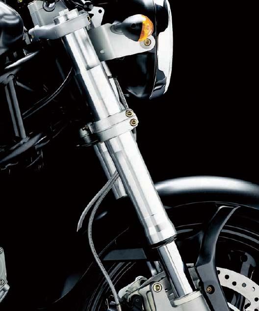 Marzocchi 43 mm upside down forks reduce unsprung weight and give a more effective road surface response