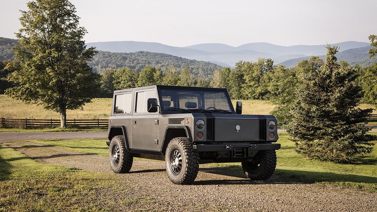 Bollinger B1 Irving on dirt road