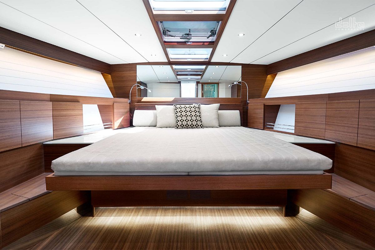 Three spacious ensuite cabins are situated below deck.