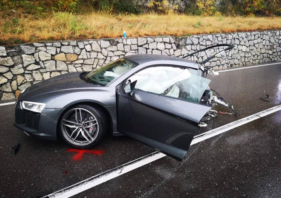 An Audi R8 Was Literally Ripped in Half After Colliding with a ...