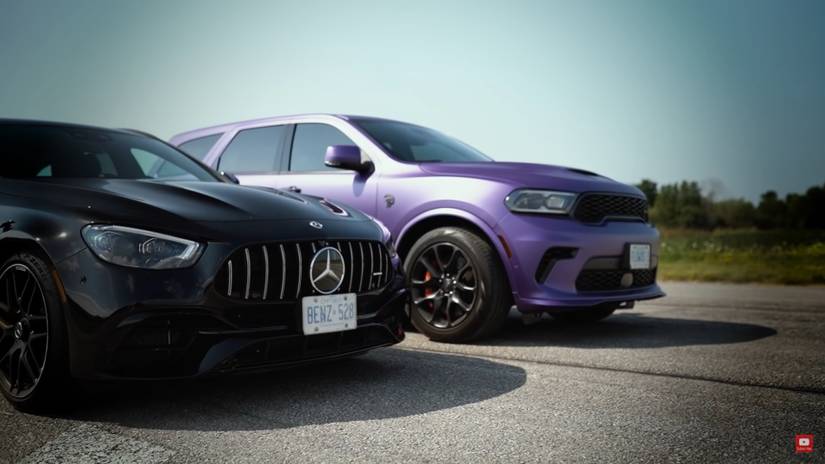 Hellcat Rockets Grocery Getter Drag Race: Dodge Durango SRT Hellcat Vs Mercedes AMG E63 ...