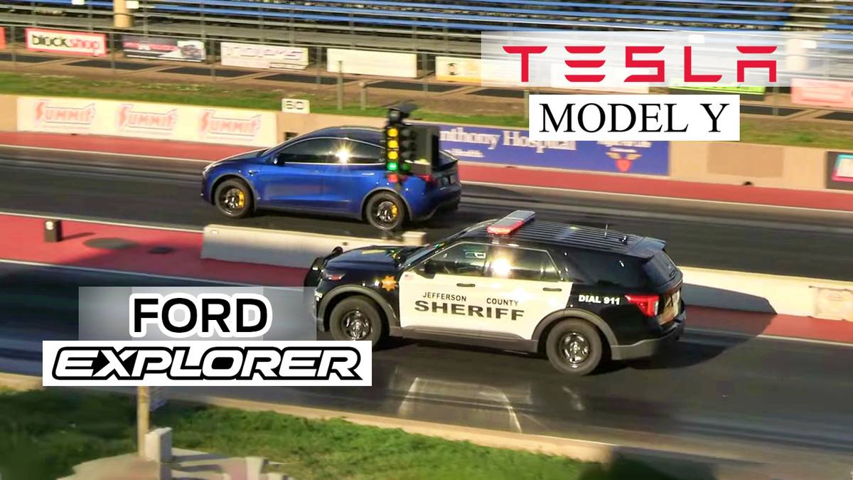 Drag Race: Tesla Model Y vs Sheriff's Explorer