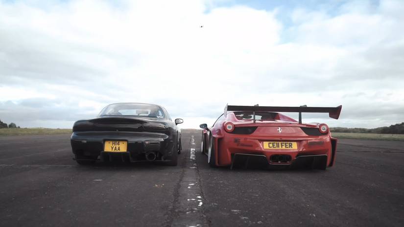 Modified Drag Battle: 540 Hp Mazda RX-7 Takes On a 580 Hp Ferrari 458 ...