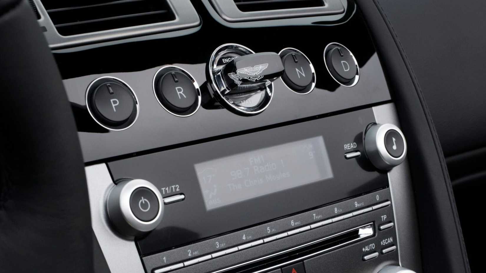 A shot of a 2005-2012 Aston Martin DB9 Coupe gear switches