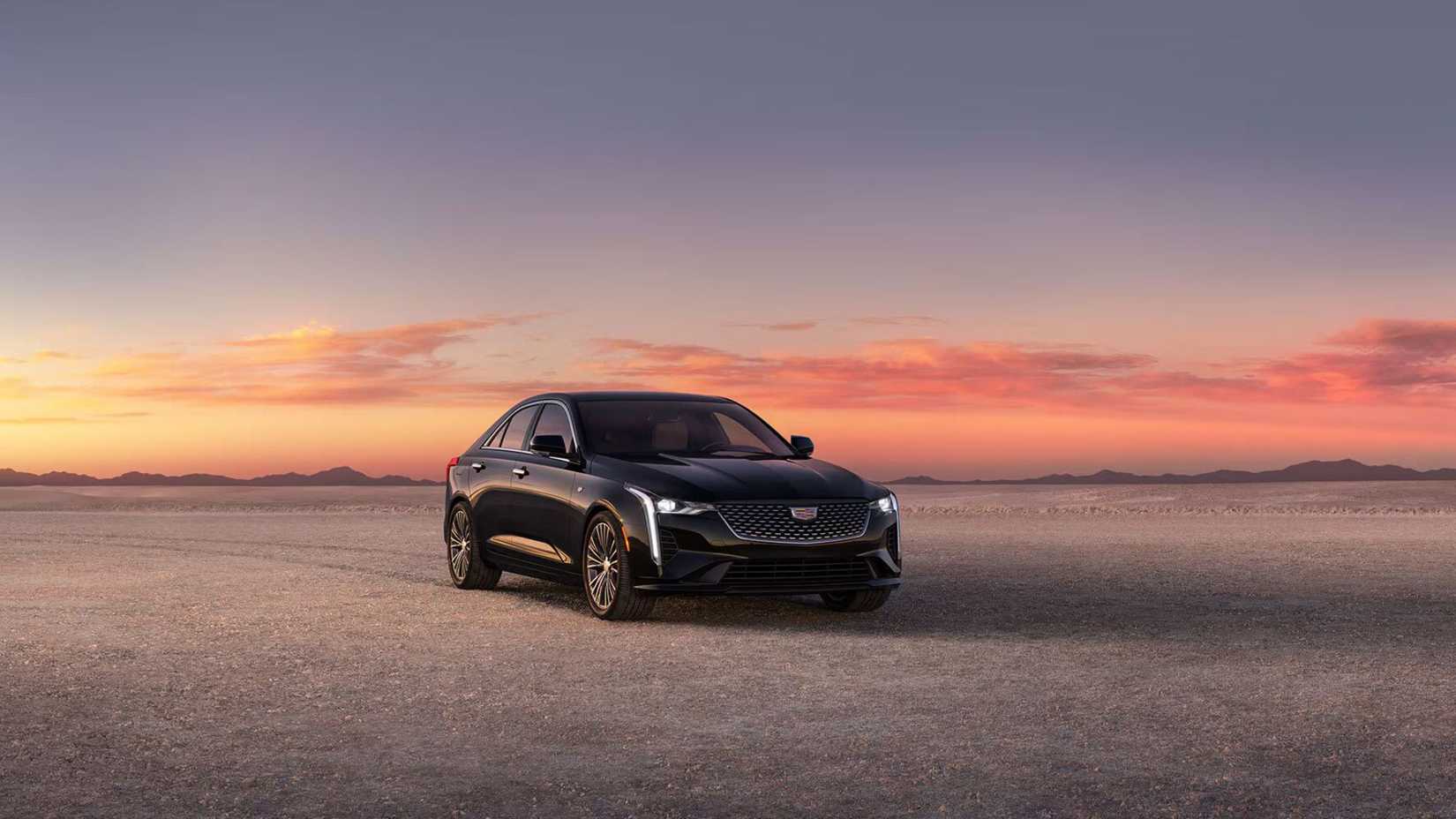 2025 Cadillac CT4 in black parked in desert