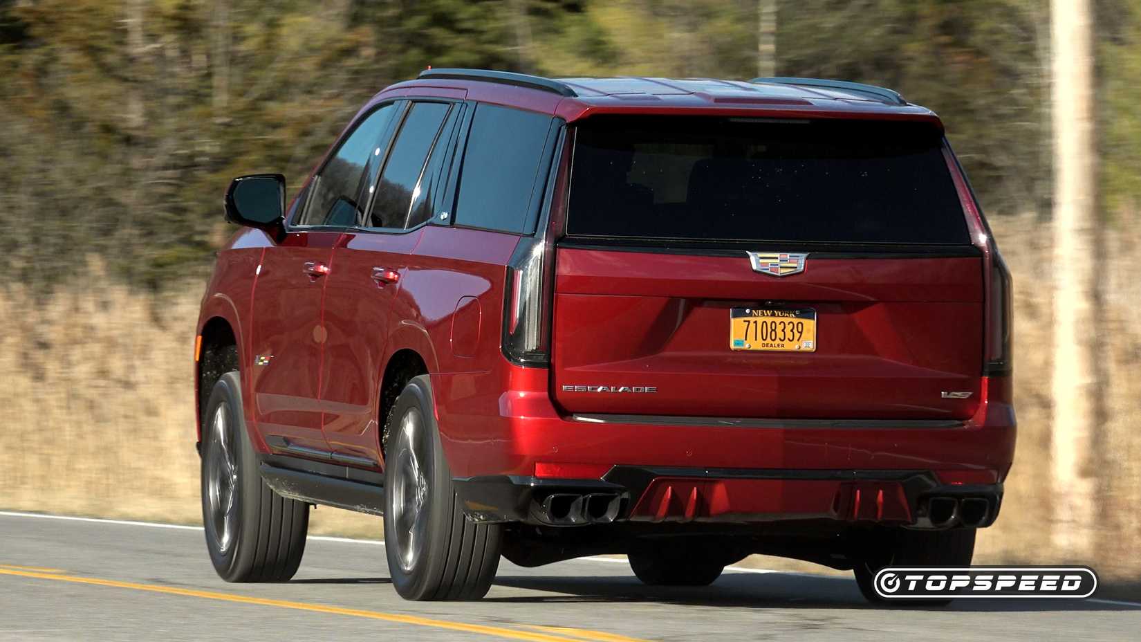 Escalade-V in Radiant Red launch control