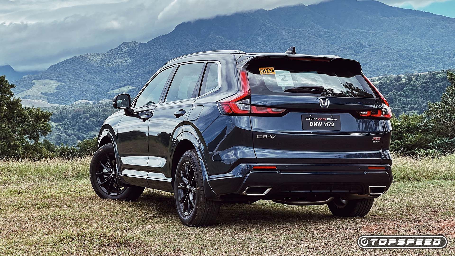 Rear 3/4 view of a 2024 Honda CR-V Hybrid (RS e:HEV)
