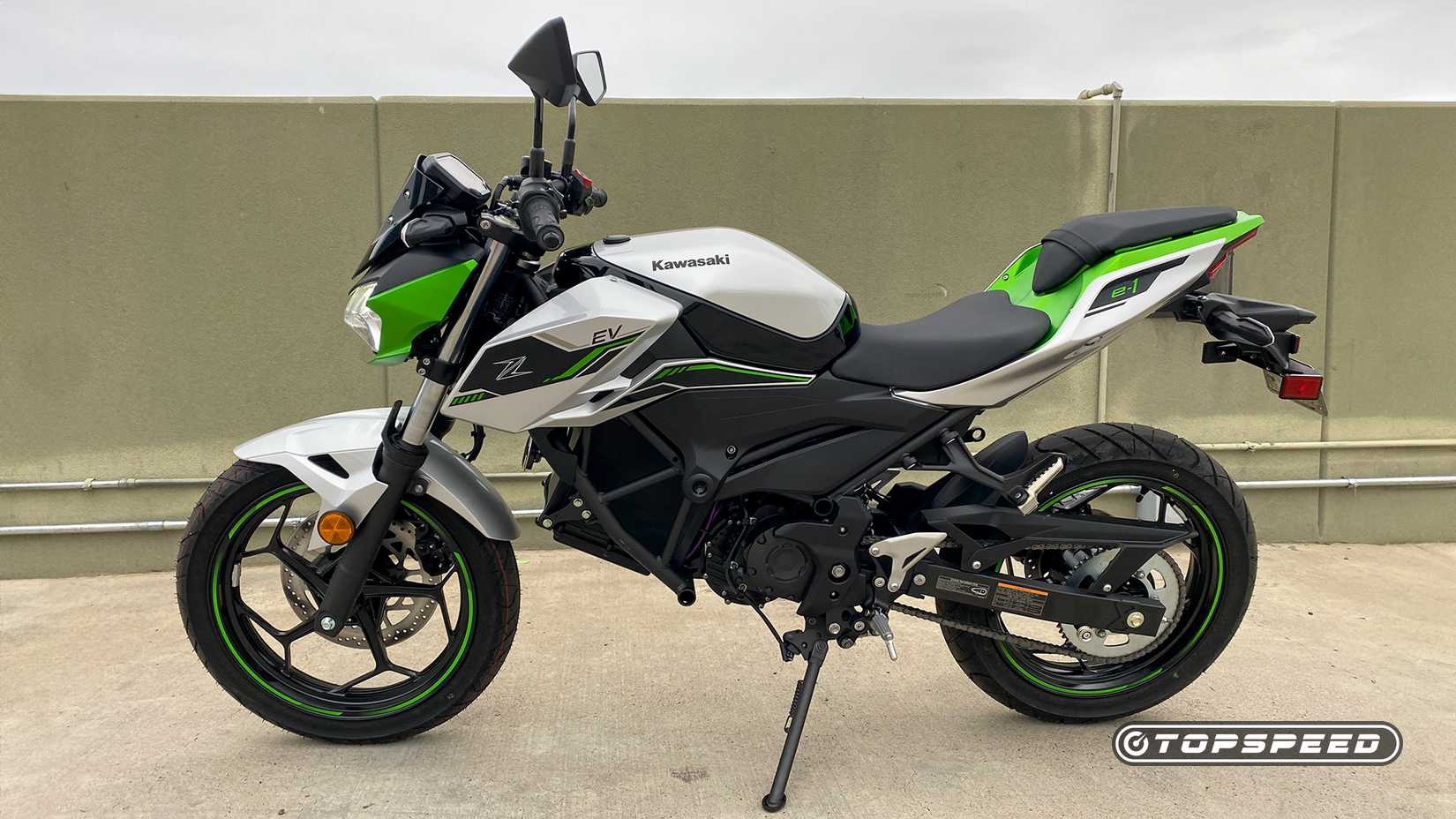 A parked 2024 Kawasaki Z e-1 naked roadster