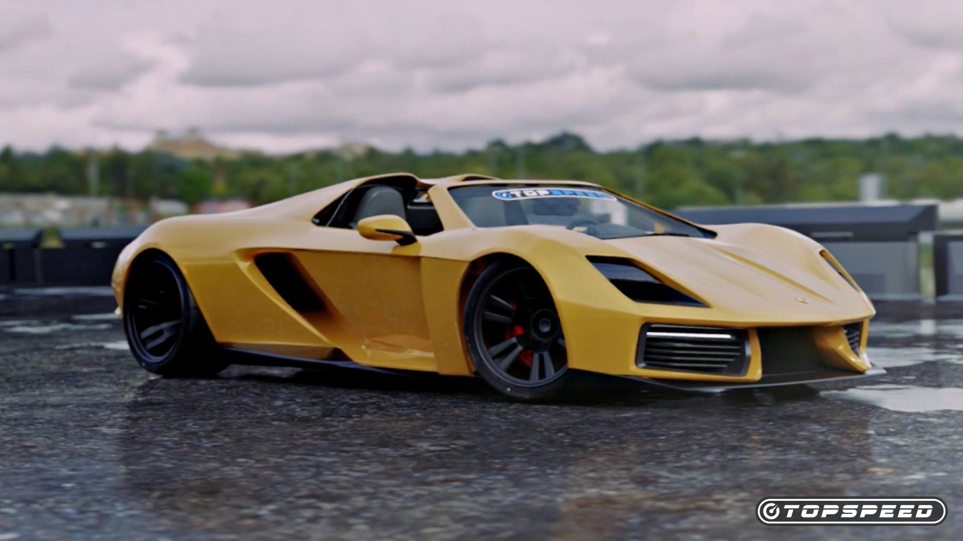 Yellow Porsche Carrera GT Render