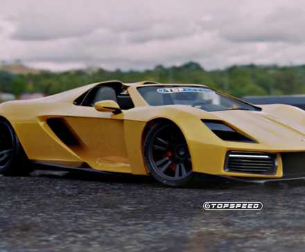 Renderização amarela do Porsche Carrera GT