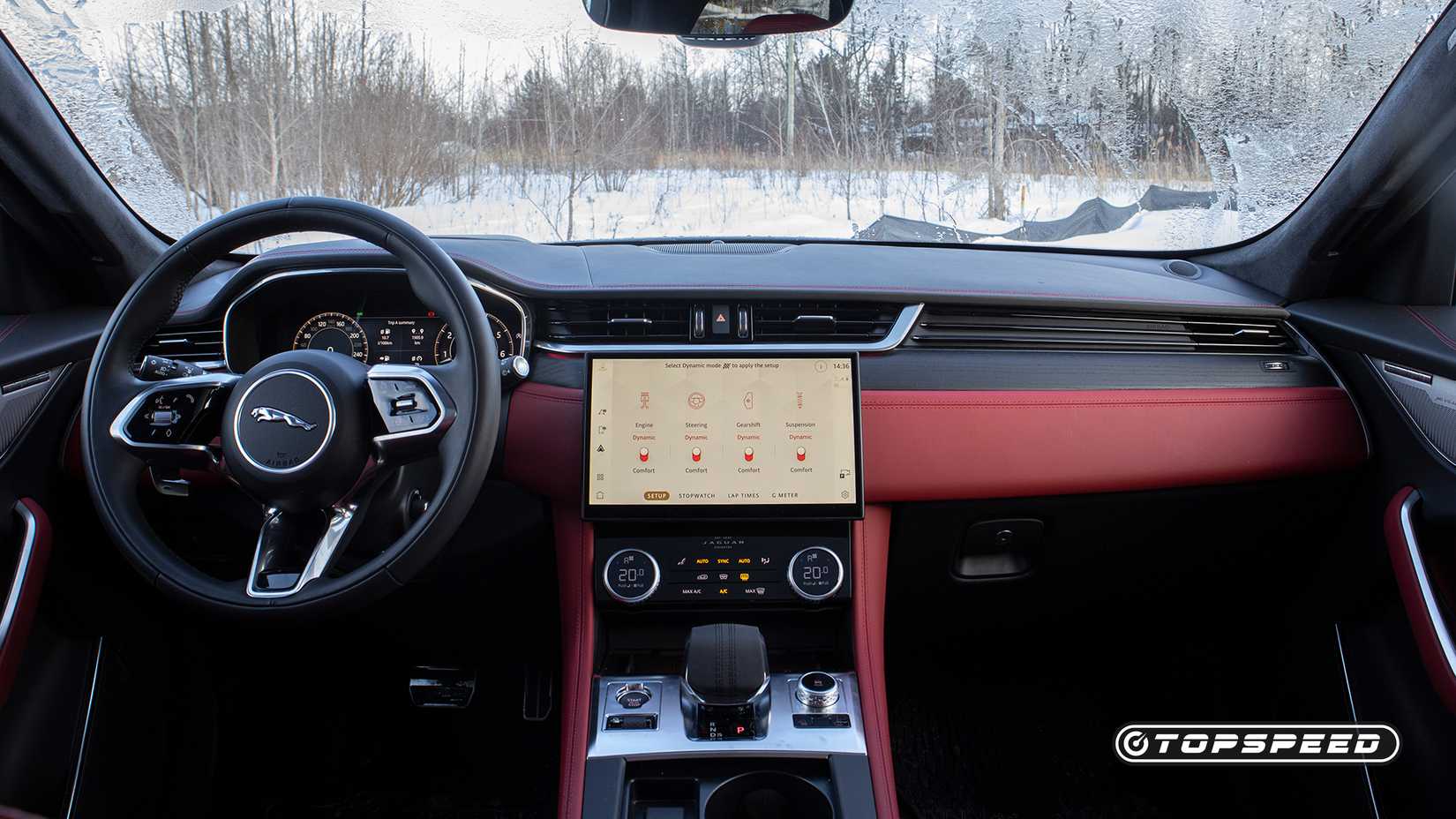 An interior shot of the 2024 Jaguar F-Pace Dashboard