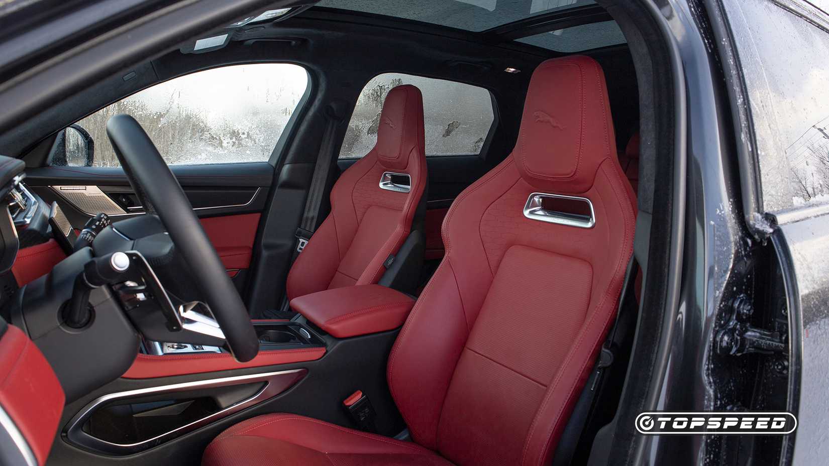 An interior shot of the 2024 Jaguar F-Pace's seats