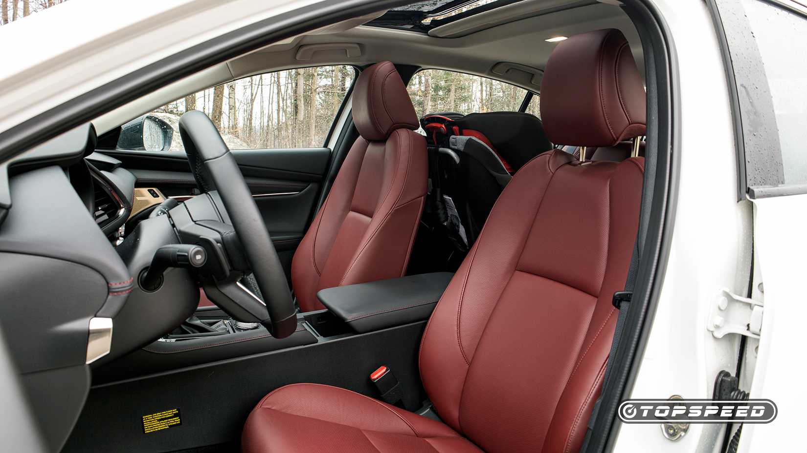 Interior shot of a 2024 Mazda3 Turbo showing front seats