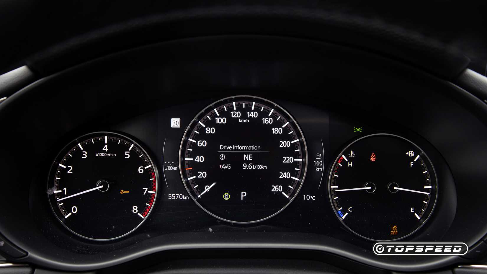 Interior shot of a 2024 Mazda3 Turbo Sedan gauge cluster