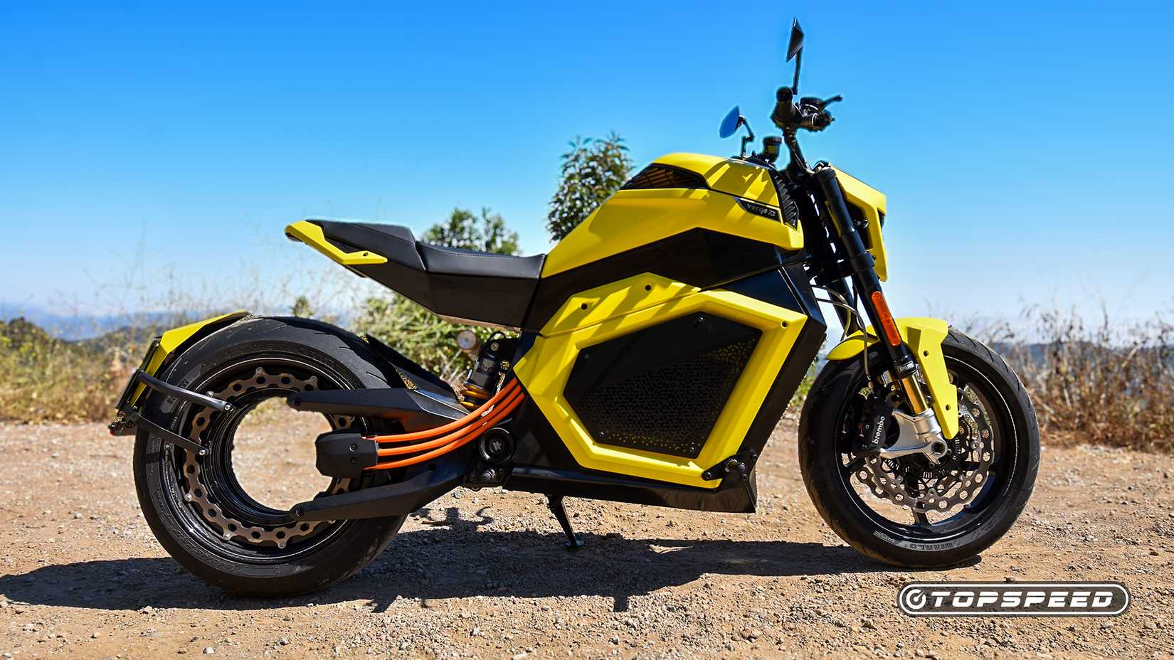 2024 Verge TS Pro in yellow side viw 