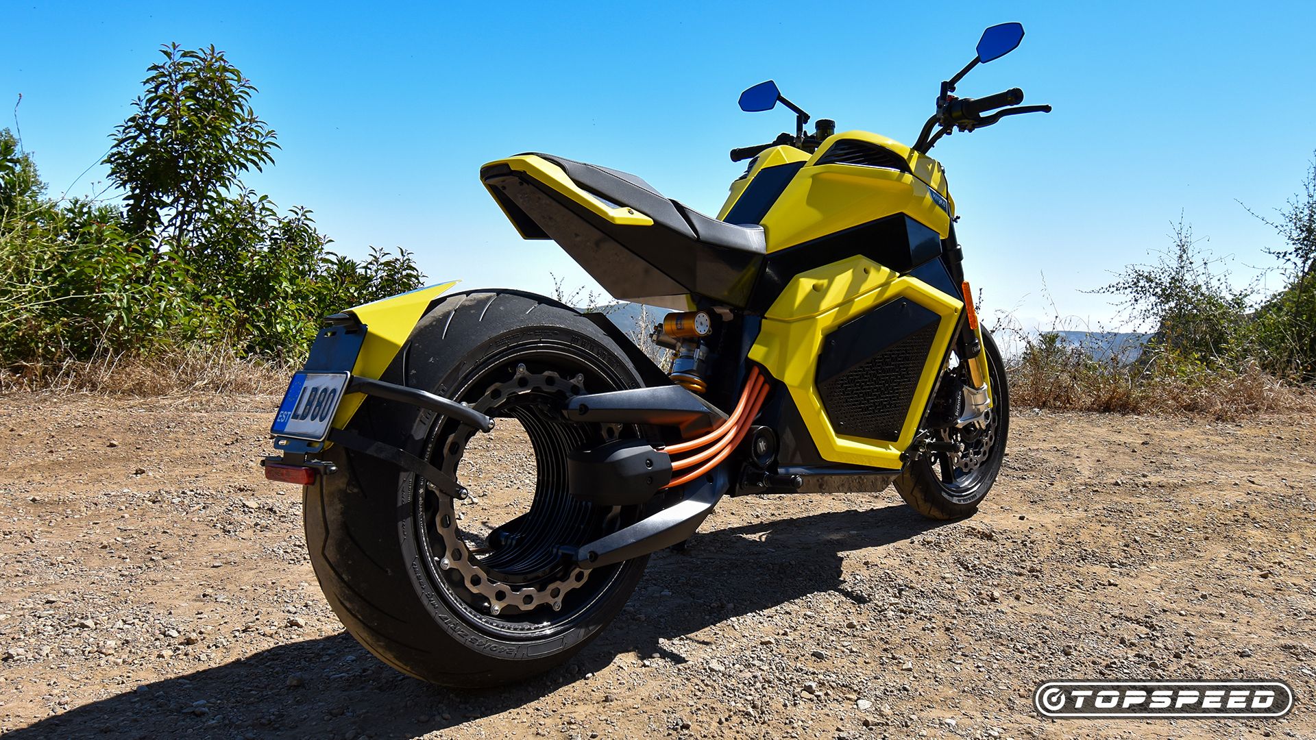 2024 Verge TS Pro rear view showing rim motor