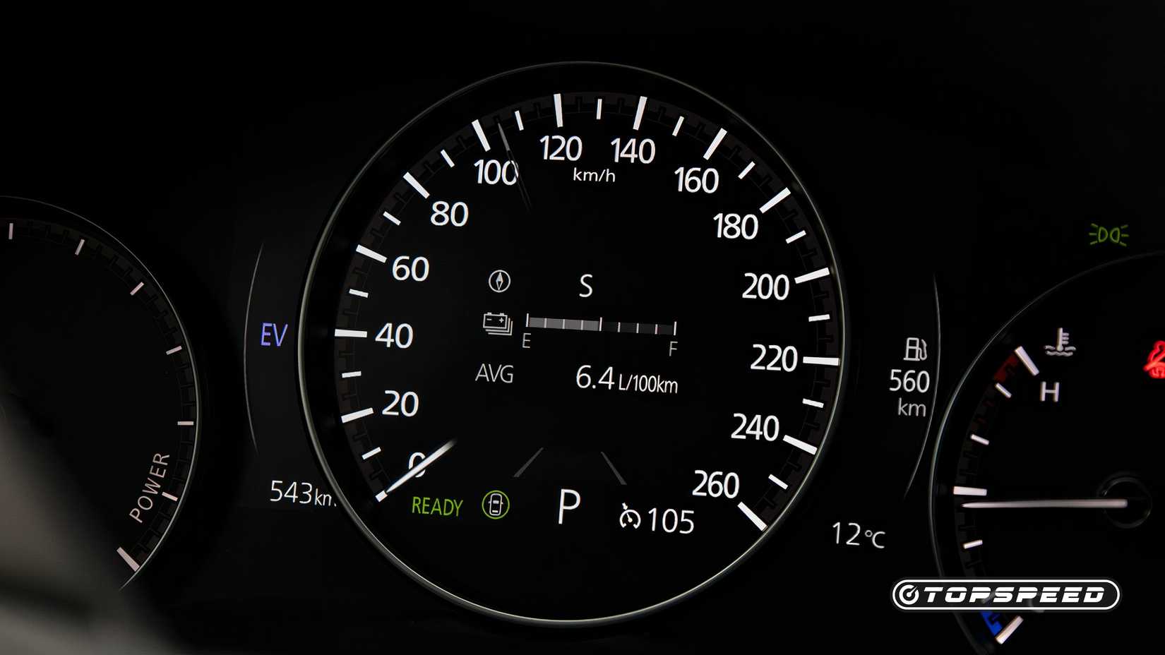 2025 Mazda CX-50 Hybrid Fuel Economy figures shown on gauge cluster