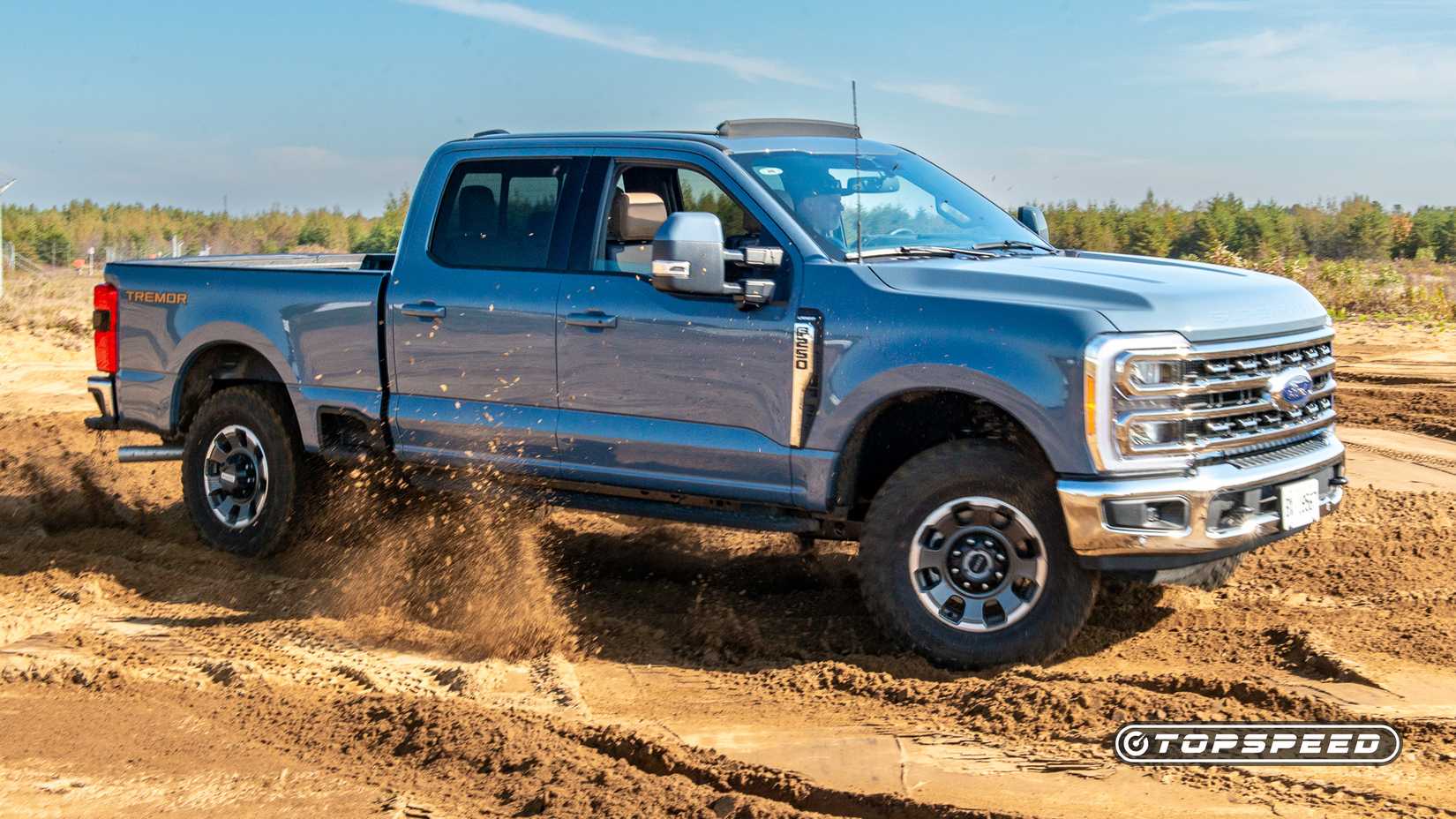 Side shot of a Ford F-Series F-250 off roading
