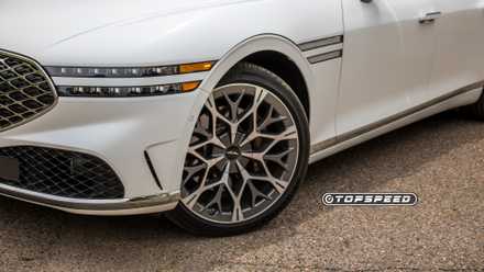 Front close-up of a 2025 Genesis G90's wheel