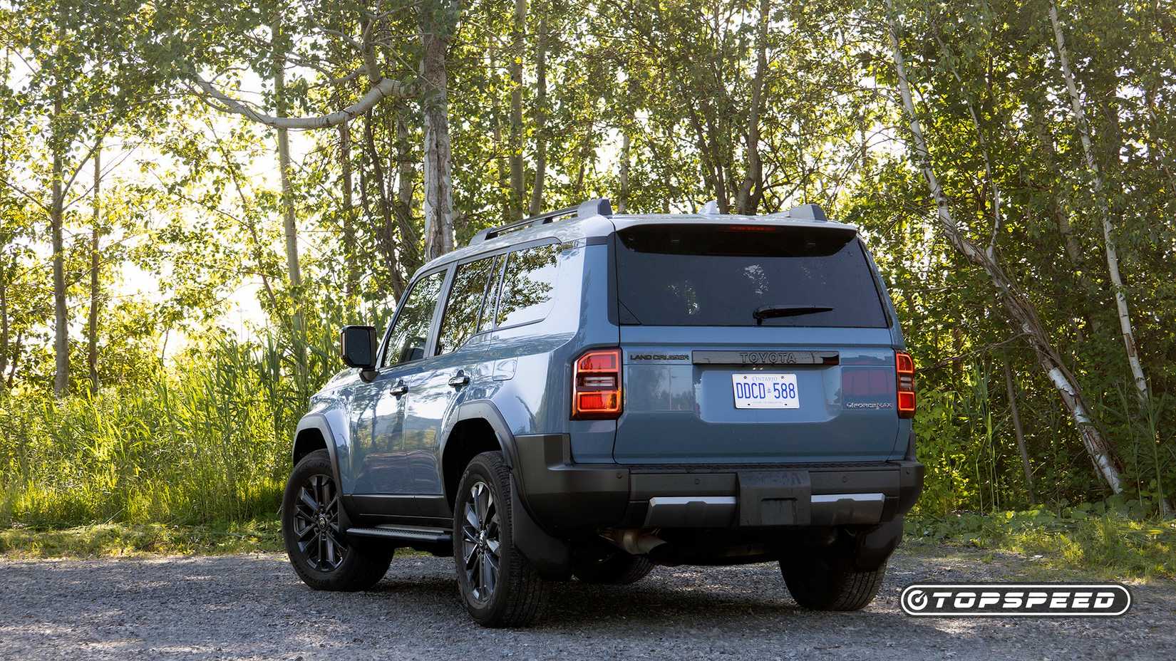 2025 Toyota Land Cruiser in blue rear 3/4